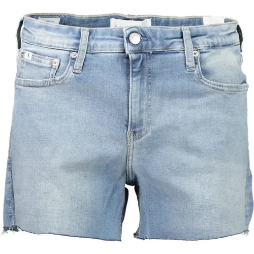 Blaue Denim-Shorts mit Wascheffekt , Damen, Größe: W27 - Calvin Klein - Modalova