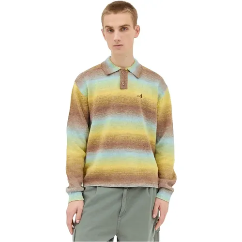 Ombre Polo Pullover Wolle Strick , Herren, Größe: XL - Awake NY - Modalova