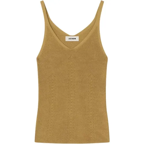 Baumwoll Cami Top mit Strickdetails , Damen, Größe: M - Aeron - Modalova