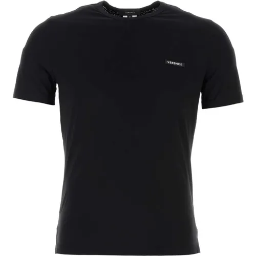 Schwarzes Stretchylon-T-Shirt - Versace - Modalova