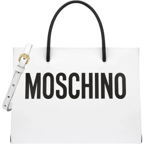 Elegante Bianco Ss23 Leder Shopper - Moschino - Modalova