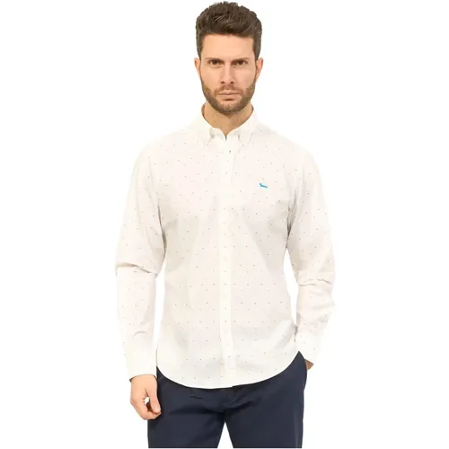 Weiße Baumwollhemd mit Bicolor-Motiv , Herren, Größe: XL - Harmont & Blaine - Modalova