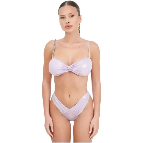 Lila Rhinestone Bikini mit Rüschen , Damen, Größe: M - 4Giveness - Modalova