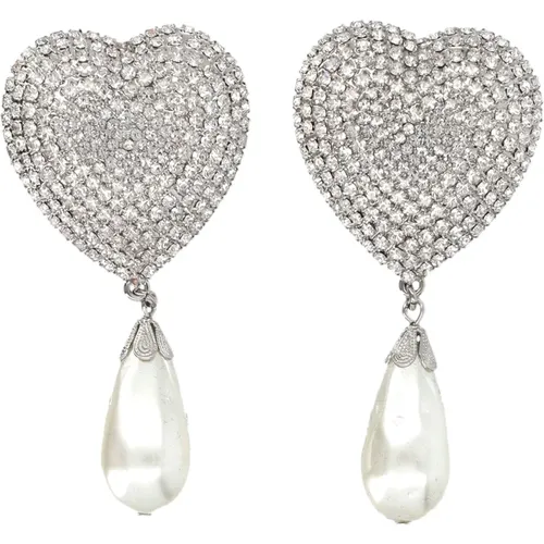 Crystal Heart Pendant Earrings , female, Sizes: ONE SIZE - Alessandra Rich - Modalova