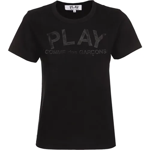 Schwarzes Logo Tshirt Kurzarm Baumwolle - Comme des Garçons Play - Modalova
