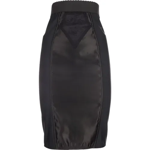 Midi Skirt - Regular Fit - All-Weather - 90% Polyamide, 10% Elastane , female, Sizes: S - Dolce & Gabbana - Modalova