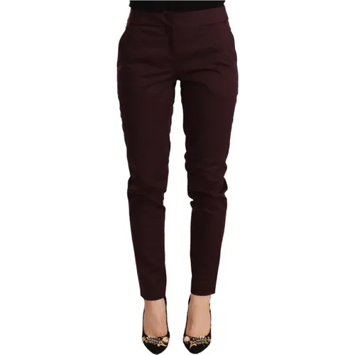 Elegante Maroon Skinny Reißverschluss Hose - Just Cavalli - Modalova