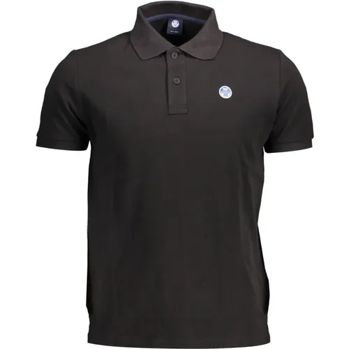 Schwarzes Baumwoll-Polo-Shirt mit Logo , Herren, Größe: L - North Sails - Modalova