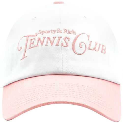 Embroidered Cotton Visor Logo Hat , female, Sizes: ONE SIZE - Sporty & Rich - Modalova