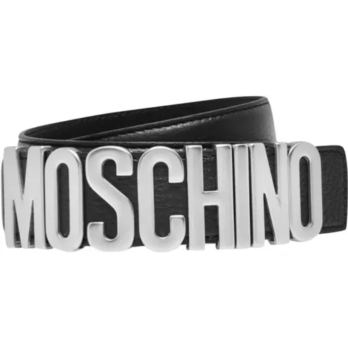 Schwarzer Logo Plaque Gürtel , Herren, Größe: M - Moschino - Modalova