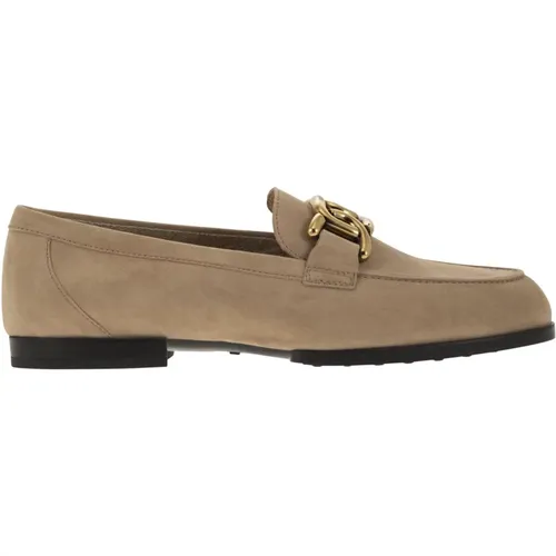 Moccasin in nubuck with metal chain , female, Sizes: 4 1/2 UK - TOD'S - Modalova