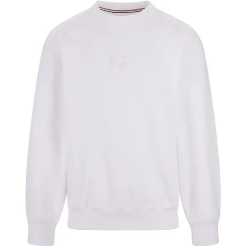 Weiße Crew-Neck Sweatshirt mit Monogramm-Logo , Herren, Größe: L - Hugo Boss - Modalova