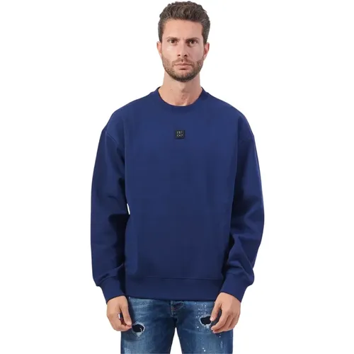 Blauer Regular Fit Baumwoll-Sweatshirt , Herren, Größe: 2XL - Hugo Boss - Modalova