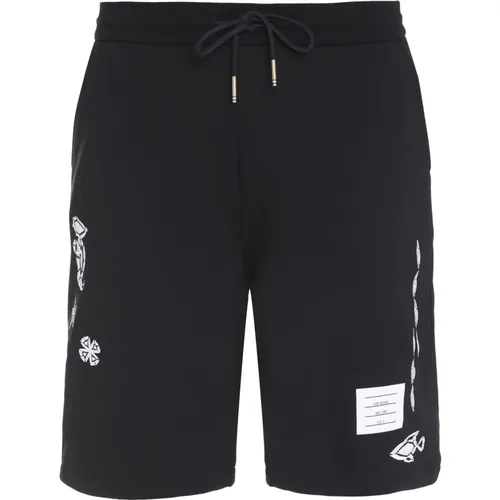 Baumwoll-Bermuda-Shorts mit Dreifarbigem Detail - Thom Browne - Modalova