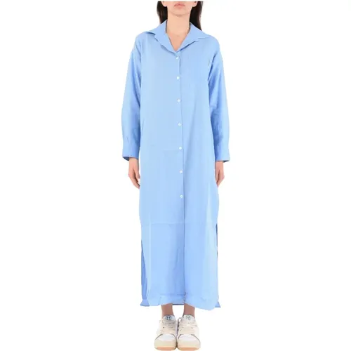 Linen shirt dress with side slits , female, Sizes: L, M, XL - Hinnominate - Modalova