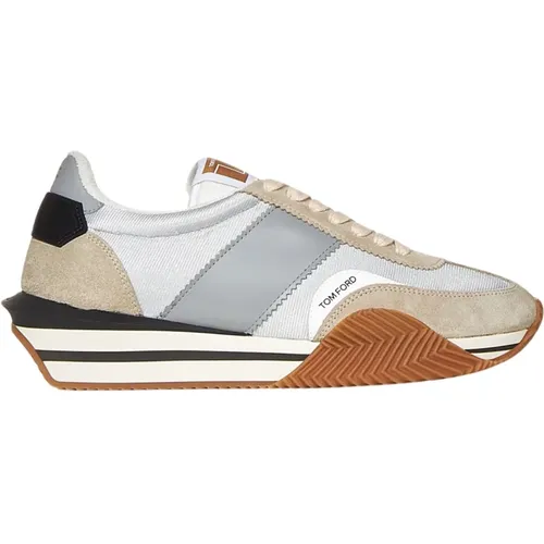 Silver Sneakers Lace-Up Round Toe , male, Sizes: 7 UK, 8 UK, 6 UK, 6 1/2 UK - Tom Ford - Modalova