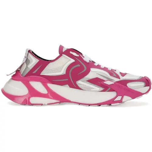 Fuchsia Sneakers with Contrasting Details , female, Sizes: 6 1/2 UK, 4 UK, 3 1/2 UK, 4 1/2 UK, 6 UK, 7 1/2 UK, 7 UK, 3 UK, 5 1/2 UK, 5 UK - Dolce & Gabbana - Modalova