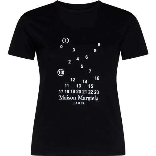 Logo-Print T-Shirt Schwarz , Damen, Größe: S - Maison Margiela - Modalova
