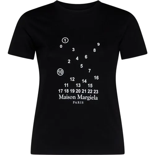 Logo-Print T-Shirt Schwarz , Damen, Größe: XS - Maison Margiela - Modalova