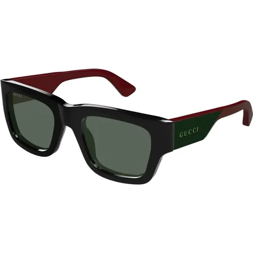 Schwarze Rot/Graue Sonnenbrille , Herren, Größe: 52 MM - Gucci - Modalova