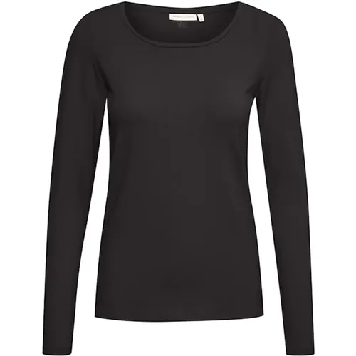 Schwarzes Langarm Figurbetontes T-Shirt , Damen, Größe: M - InWear - Modalova