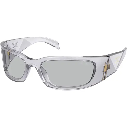 Moderne gebogene Sonnenbrille mit Dreieckssilhouetten , unisex, Größe: 60 MM - Prada - Modalova