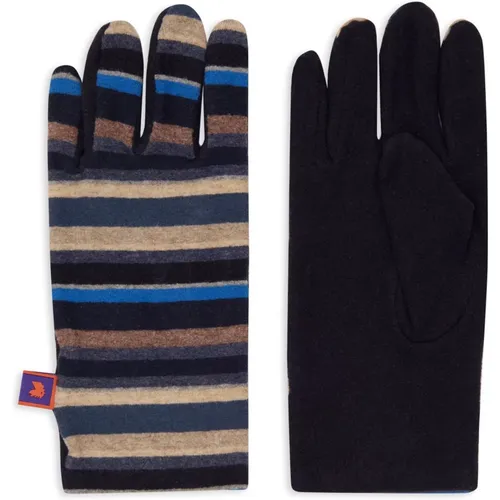 Damen-Handschuhe aus blauem Fleece mit mehrfarbigen Streifen - Gallo - Modalova