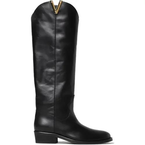 Classic Casual-Chic Slip-On Leather Boots , female, Sizes: 7 UK, 4 UK, 3 UK - Via Roma 15 - Modalova