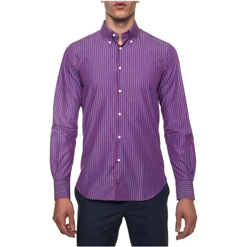 Italienisches Gestreiftes Button-Down Freizeithemd , Herren, Größe: M - Càrrel - Modalova