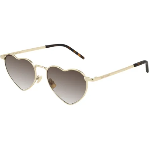 Gold/Brown Shaded Sunglasses , unisex, Sizes: 52 MM - Saint Laurent - Modalova