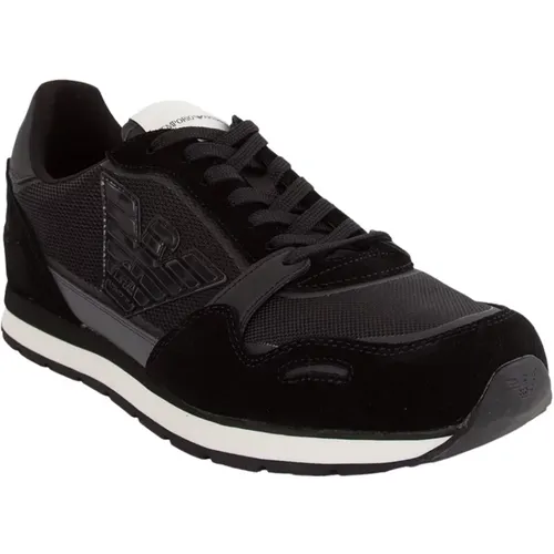 SNK C.suede+H/S+Act Nero Sneakers , male, Sizes: 10 UK - Emporio Armani - Modalova