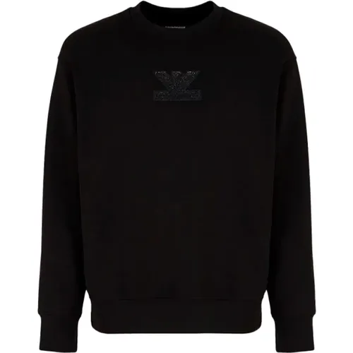 Schwarzer Logo-Sweatshirt Rundhalsausschnitt Langarm , Herren, Größe: XL - Armani - Modalova