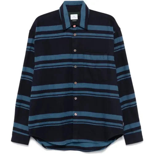 Blau Gestreiftes Flanellhemd , Herren, Größe: 2XL - Paul Smith - Modalova