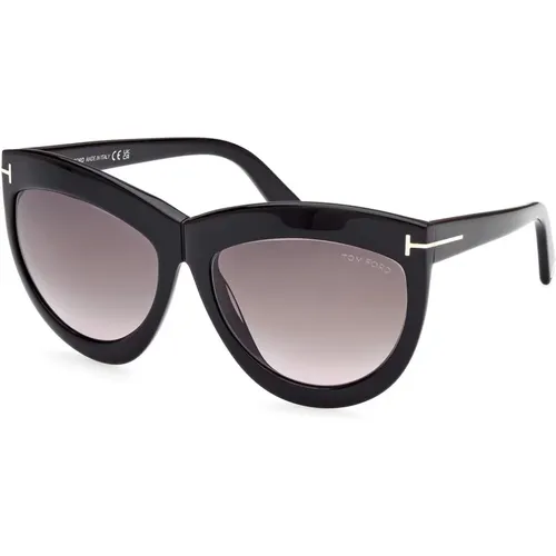 Damen Ovale Schwarze Sonnenbrille - Tom Ford - Modalova