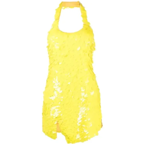 Gelbes Scale-Effekt Cut-Out Mini Kleid,Gelbes Pailletten Minikleid - The Attico - Modalova