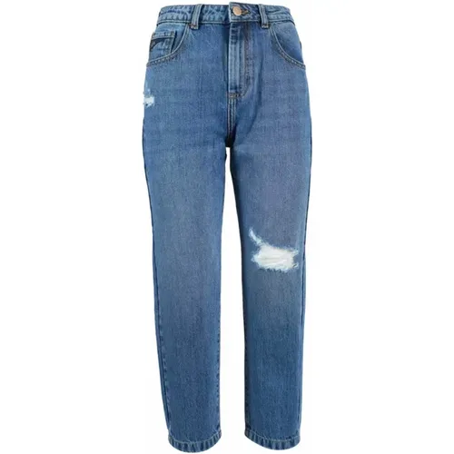 Hochtaillierte blaue Denim-Jeans mit Reißverschluss , Damen, Größe: W26 - YES ZEE - Modalova