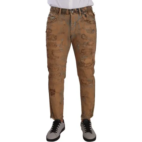 Distressed Denim Trouser Jeans , male, Sizes: M - Dolce & Gabbana - Modalova
