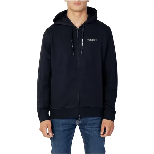 Schwarzer Kapuzen-Zip-Sweatshirt , Herren, Größe: 2XL - Armani Exchange - Modalova