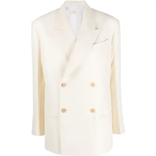 Ivory Wool and Silk Double-Breasted Jacket , female, Sizes: M, S - The Row - Modalova