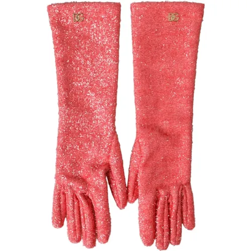 Rosa Lurex Handschuhe, Hergestellt in Italien - Dolce & Gabbana - Modalova