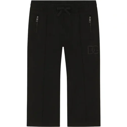 Schwarze Hose mit elastischem Bund für Mädchen - Dolce & Gabbana - Modalova