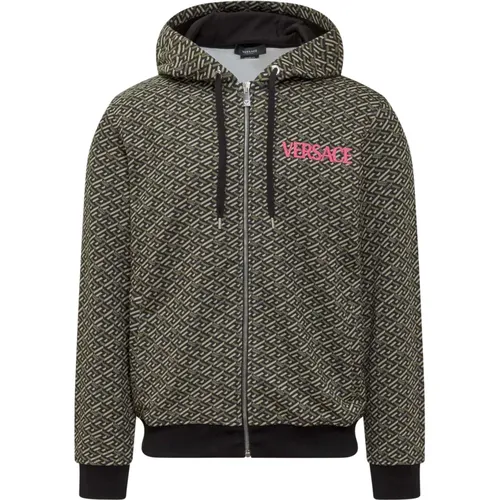 Sweatshirt with zipper , male, Sizes: XL - Versace - Modalova