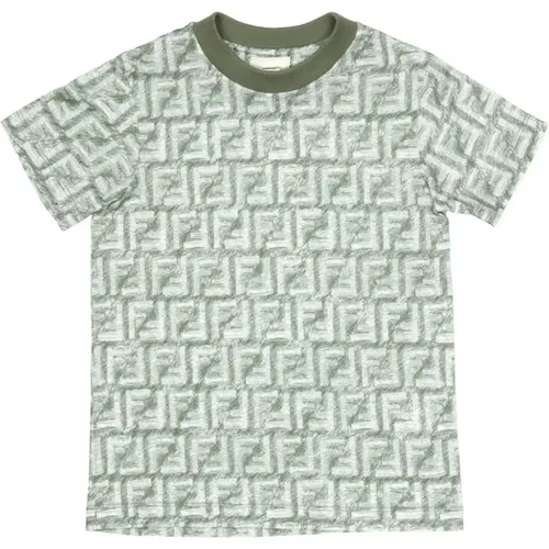 Grünes Monogramm Kinder T-Shirt - Fendi - Modalova