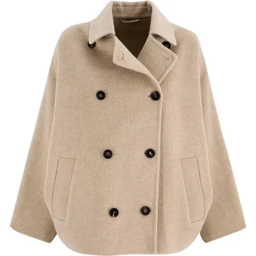 Double Breasted Short Coat , female, Sizes: XS - BRUNELLO CUCINELLI - Modalova