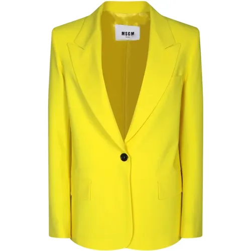 Single-breasted Wool Jacket with Notched Lapels , female, Sizes: 2XS - Msgm - Modalova