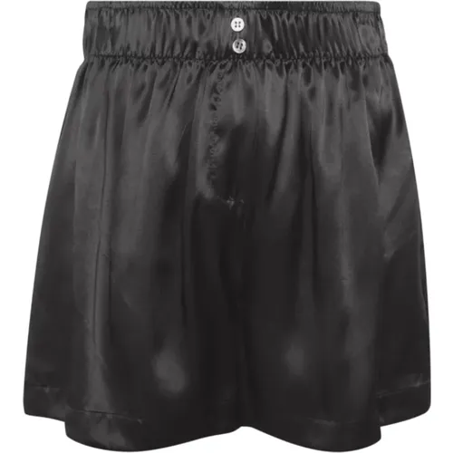 Dunkelgraue Bermuda-Shorts aus Satinseide , Damen, Größe: L - HALFBOY - Modalova