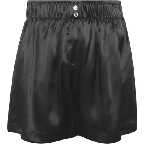 Dunkelgraue Bermuda-Shorts aus Satinseide , Damen, Größe: S - Halfboy - Modalova