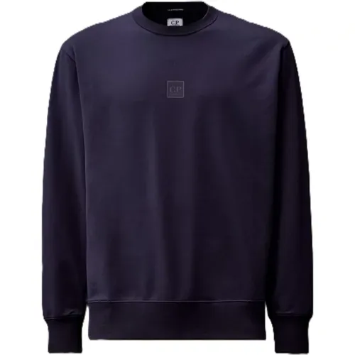 Metropolis Blau Logo Crew Neck Sweatshirt , Herren, Größe: L - C.P. Company - Modalova