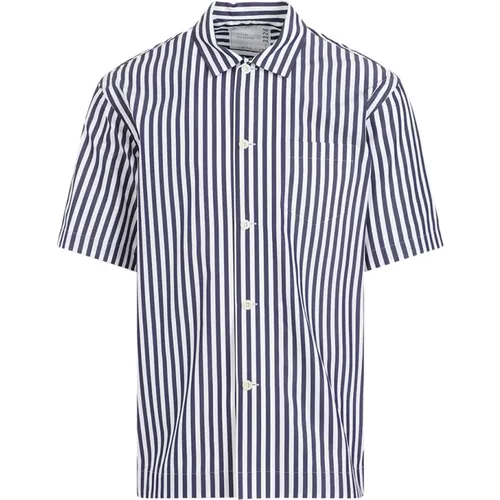 Navy Stripe Shirt , male, Sizes: M - Sacai - Modalova