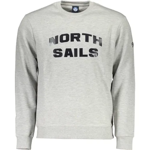 Grauer Langarm-Crewneck-Sweatshirt , Herren, Größe: 2XL - North Sails - Modalova